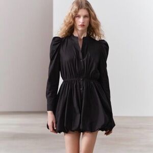 Zara NWT - Black Long-Sleeve Balloon Mini Dress
